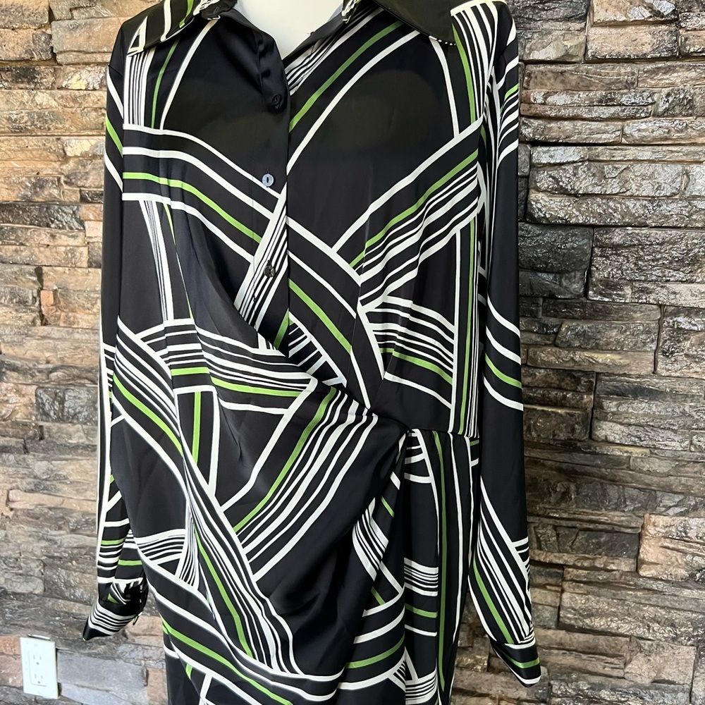 Worthington Black and Green Patterned Dress - Picture 6 of 10